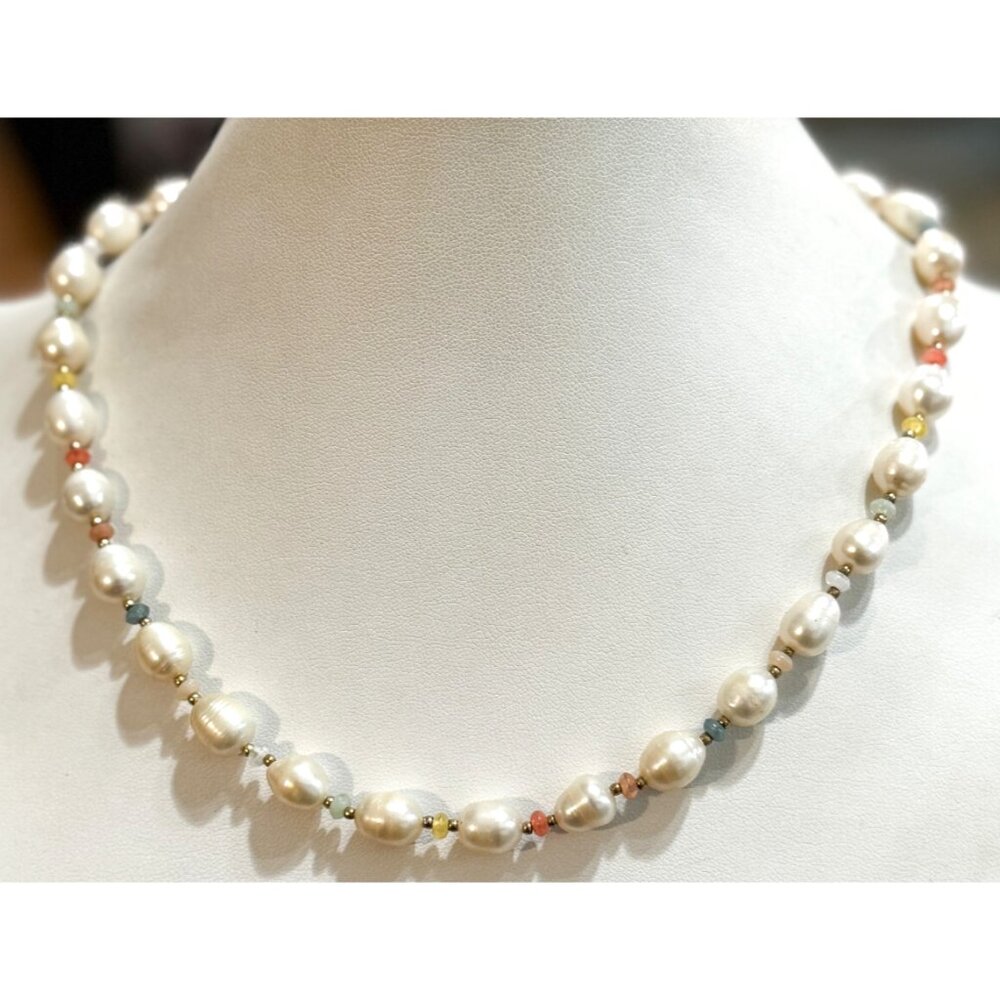Loft Cream Cultured Pearl Faux Gemstone Bead Adjustable Necklace